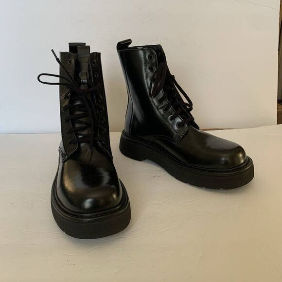 ZARA MEN LACE UP BLACK LUG STYLE BOOT Size 7 US 40 EU - Picture 4 of 7